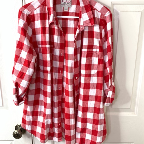 Old Navy Tops - OLD NAVY RED/WHITE PLAID FLANNEL SHIRT SIZE LARGE Old Navy Tops - OLD NAVY RED/WHITE PLAID FLANNEL SHIRT SIZE LARGE
